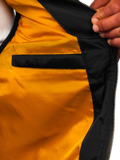 Chaleco acolchado grueso con capucha para hombre negro Bolf 7129