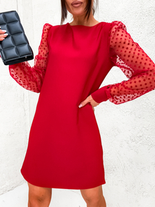 Vestido trapecio con mangas de gasa para mujer rojo Bolf 8234