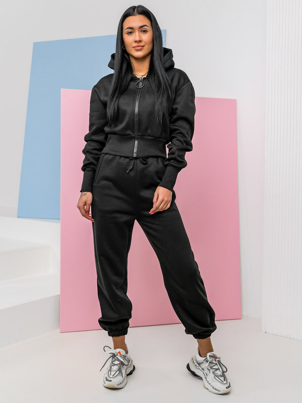 Conjunto de chándal de dos piezas para mujer negro Bolf 8C79