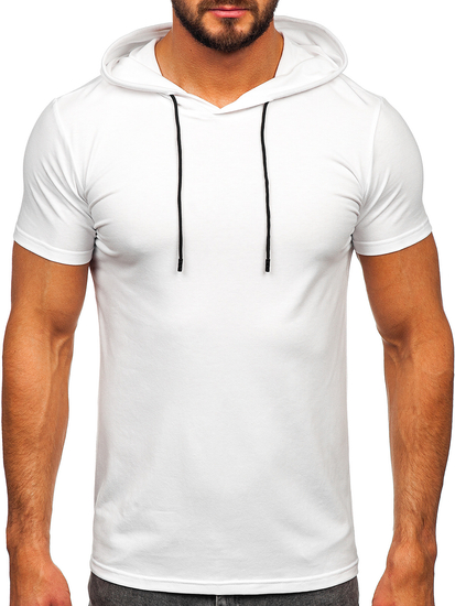 Camiseta sin impresión con capucha para hombre blanco Bolf 8T957