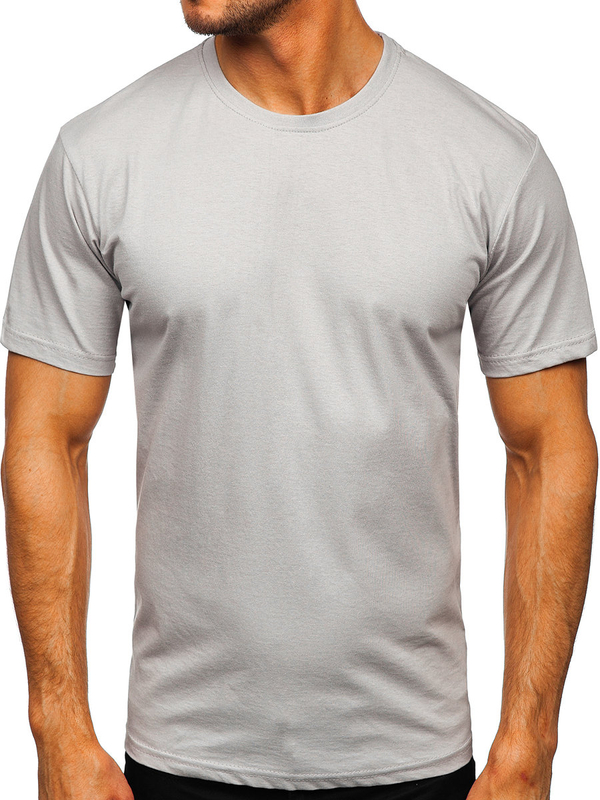 Camiseta de algodón gris lisa para hombre Bolf 192397