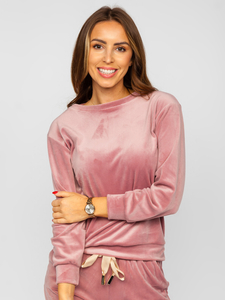 Chándal velour de dos piezas para mujer rosa pastel Bolf 8129
