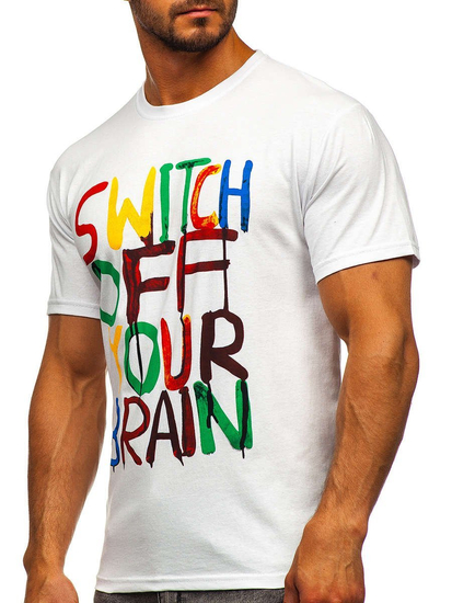 Camiseta blanca estampada para hombre Bolf 1181