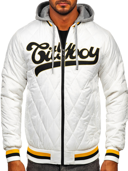 Chaqueta acolchada de entretiempo bomber para hombre blanco Bolf HSS058