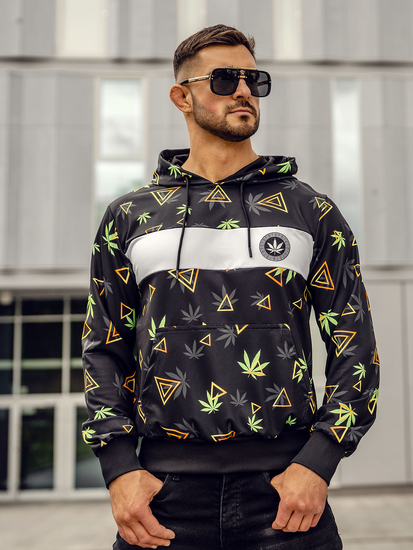 Sudadera con capucha para hombre negra con estampado Bolf HM631A