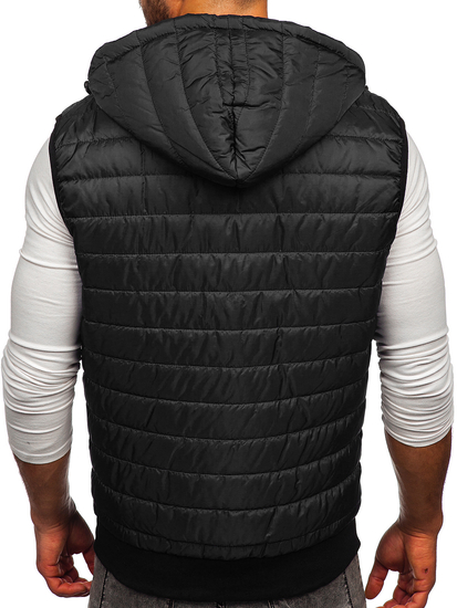Chaleco acolchado de entretiempo para hombre con capucha color negro Denley MY88