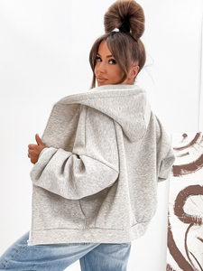 Sudadera con capucha y cuello de mariposa para mujer jaspeada Bolf 821112