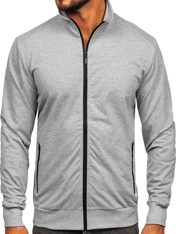 Sudadera abierta de cuello alto para hombre gris Bolf B229