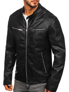 Chaqueta de cuero para hombre negro Bolf 1129