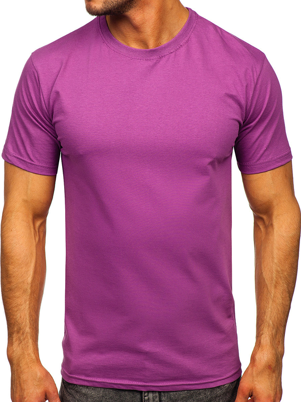 Camiseta lisa de algodón morado para hombre Bolf 192397