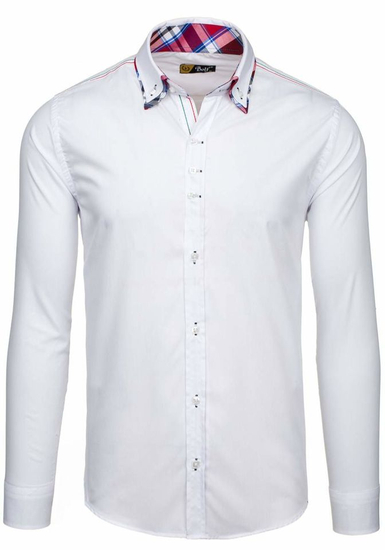 Camisa elegante de manga larga para hombre blanca Bolf 2705
