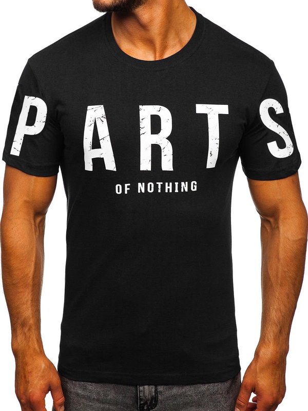 Camiseta negra de algodón para hombre Bolf 1180