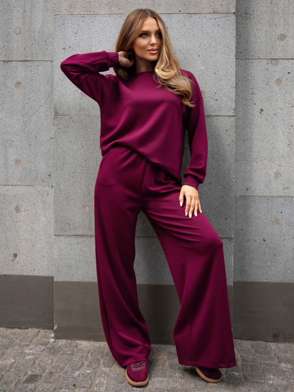 Chándal de dos piezas con cremallera para mujer color mantequilla color burdeos Bolf 821111