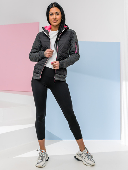 Sudadera acolchada con capucha para mujer negra Bolf KSW4001