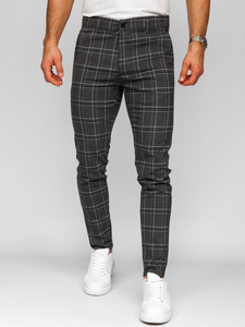 Pantalón chinos a cuadros de tela para hombre grafito Bolf 184168