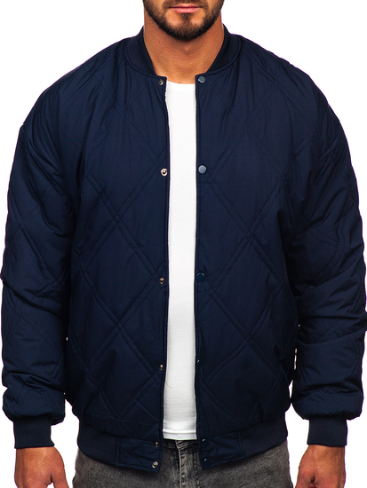 Chaqueta acolchada de béisbol bomber de entretiempo para hombre azul oscuro Bolf 84M3020