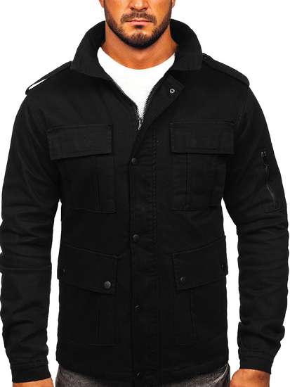 Chaqueta algodón de entretiempo para hombre negro Bolf 10290