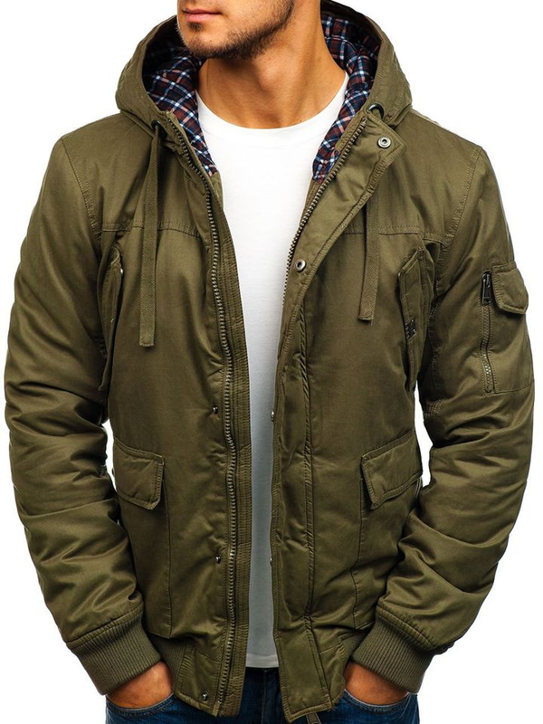 Chaqueta gruesa de invierno de algodón para hombre verde Bolf 1890