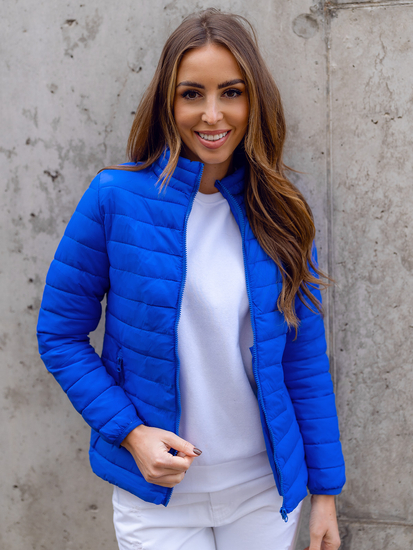Chaqueta acolchada con cuello alto de entretiempo para mujer cobalto Bolf 1141A