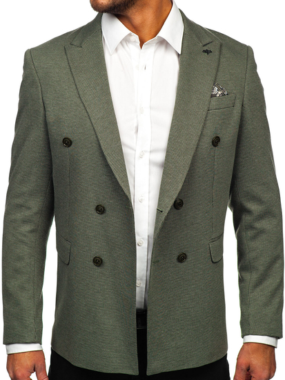 Hombre Chaqueta de traje elegante cruzada Verde Bolf 005
