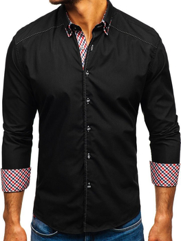 Camisa de manga larga para hombre negra Bolf 3707