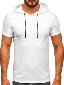Camiseta sin impresión con capucha para hombre blanco Bolf 8T957