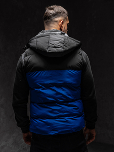 Chaleco acolchado para hombre con capucha azul Bolf 1189A1