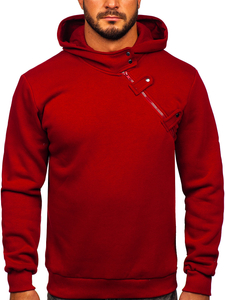 Sudadera gruesa con capucha para hombre burdeos Bolf 06