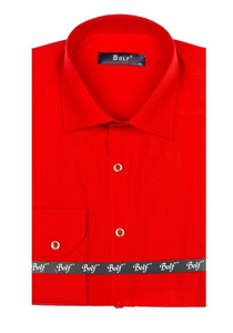 Camisa elegante roja de manga larga para hombre Bolf 1703