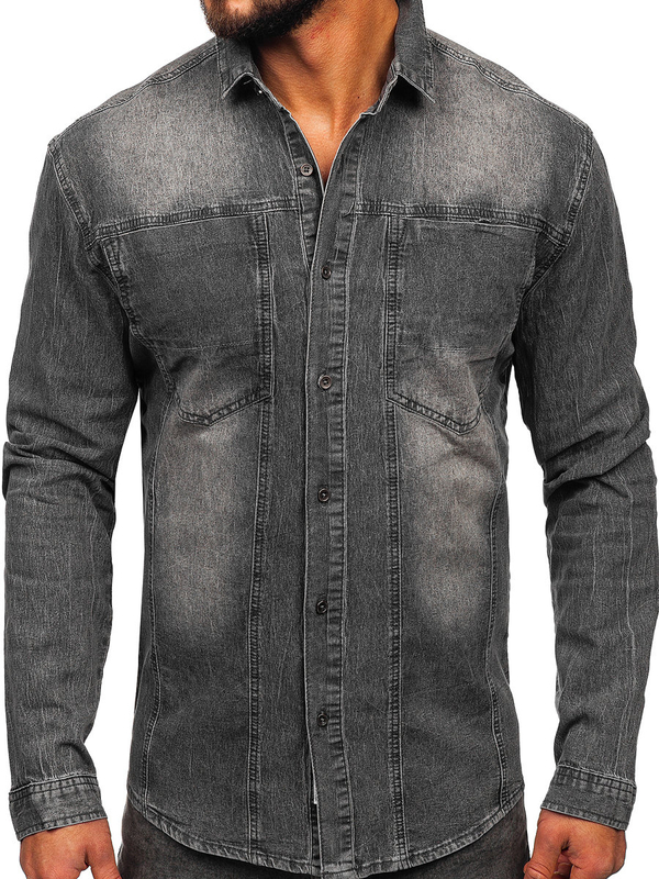 Camisa vaquera de manga larga para hombre grafito Bolf MC712G
