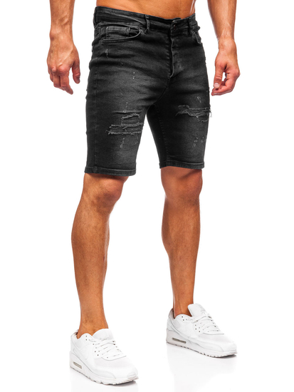 Pantalón corto vaquero para hombre negro Bolf 0746