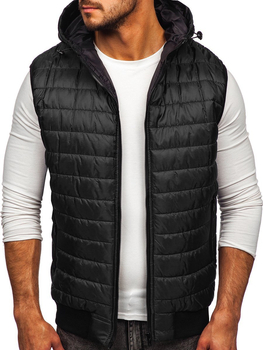 Chaleco acolchado de entretiempo para hombre con capucha color negro Denley MY88