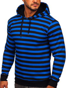 Sudadera estampada con capucha para hombre color azul Bolf 141029