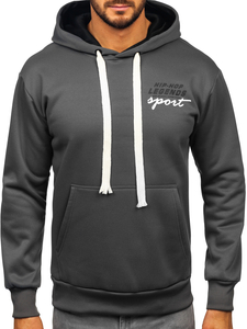 Sudadera tipo canguro con capucha e impresión para hombre grafito Bolf M280