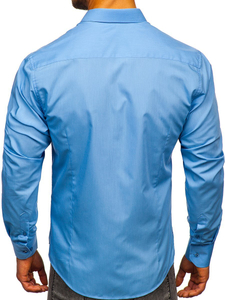 Camisa elegante azul claro de manga larga para hombre Bolf 1703