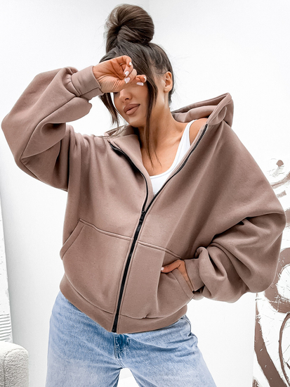 Sudadera con capucha y cuello de mariposa para mujer capuchino Bolf 821112