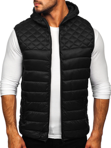 Chaleco acolchado con capucha para hombre color negro Bolf HDL88003
