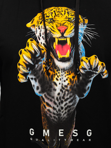 Sudadera estampada con capucha para hombre color negro Bolf 6139