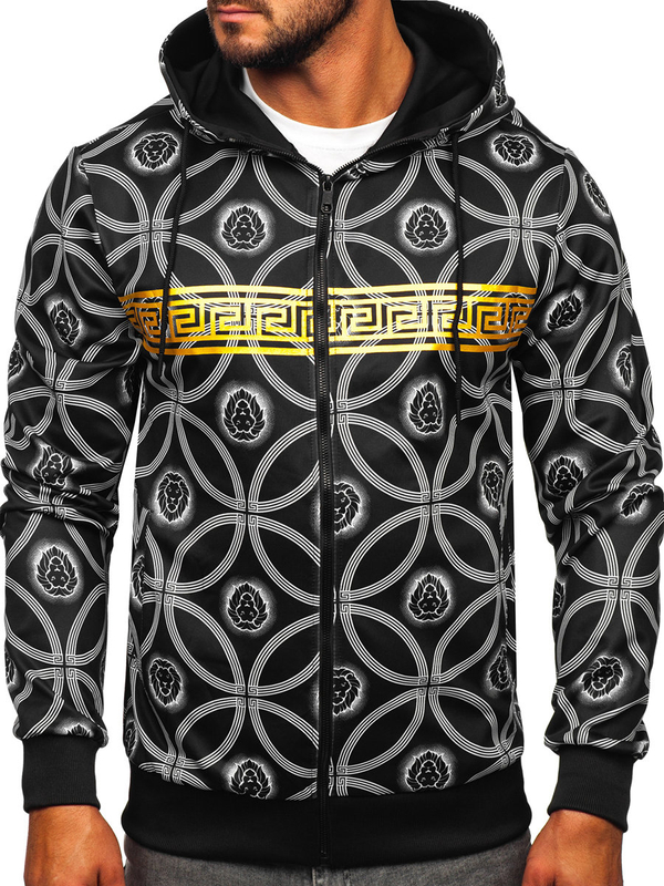 Sudadera abierta con capucha para hombre negro Bolf 27B8123