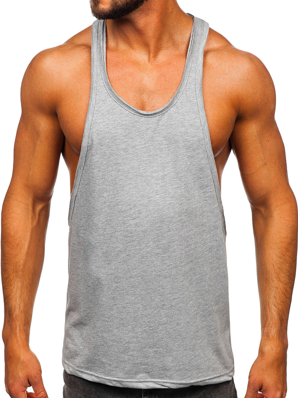 Camiseta sin mangas tipo bóxer gris lisa para hombre Bolf 1245