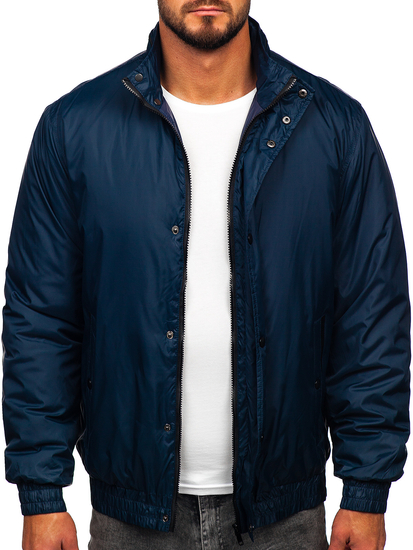 Chaqueta de entretiempo con capucha escondida para hombre azul oscuro Bolf 5M3102