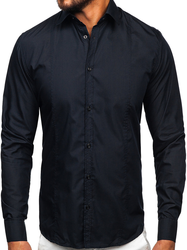 Hombre Camisa elegante de manga larga Grafito Bolf 6944