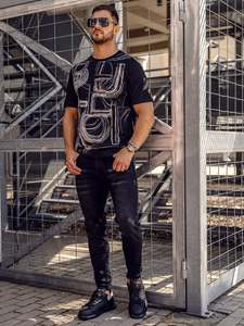 Camiseta de hombre negra con estampado Bolf KS2525TA