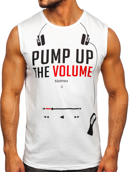 Camiseta de tirantes con impresión para hombre blanco Bolf 14815