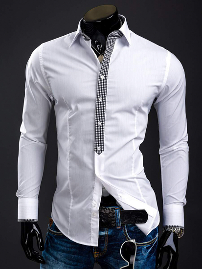 Camisa de hombre elegante de manga larga blanca Bolf 0939A