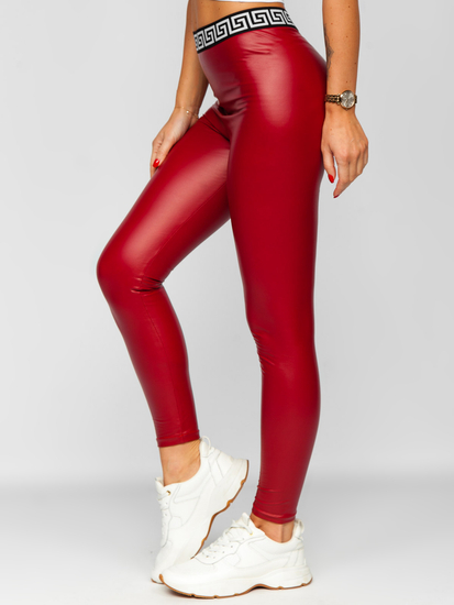 Leggings con cuero de ecológico para mujer rojo Bolf MY16572