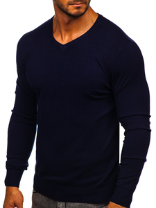 Hombre Jersey con cuello en V Azul oscuro Bolf YY03