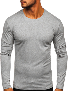 Camiseta de manga larga sin estampado para hombre gris Bolf 2088L