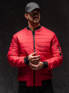 Chaqueta bomber acolchada de entretiempo para hombre rojo Bolf MY-02A1