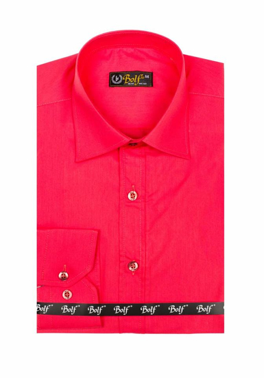 Camisa elegante coral de manga larga para hombre Bolf 1703